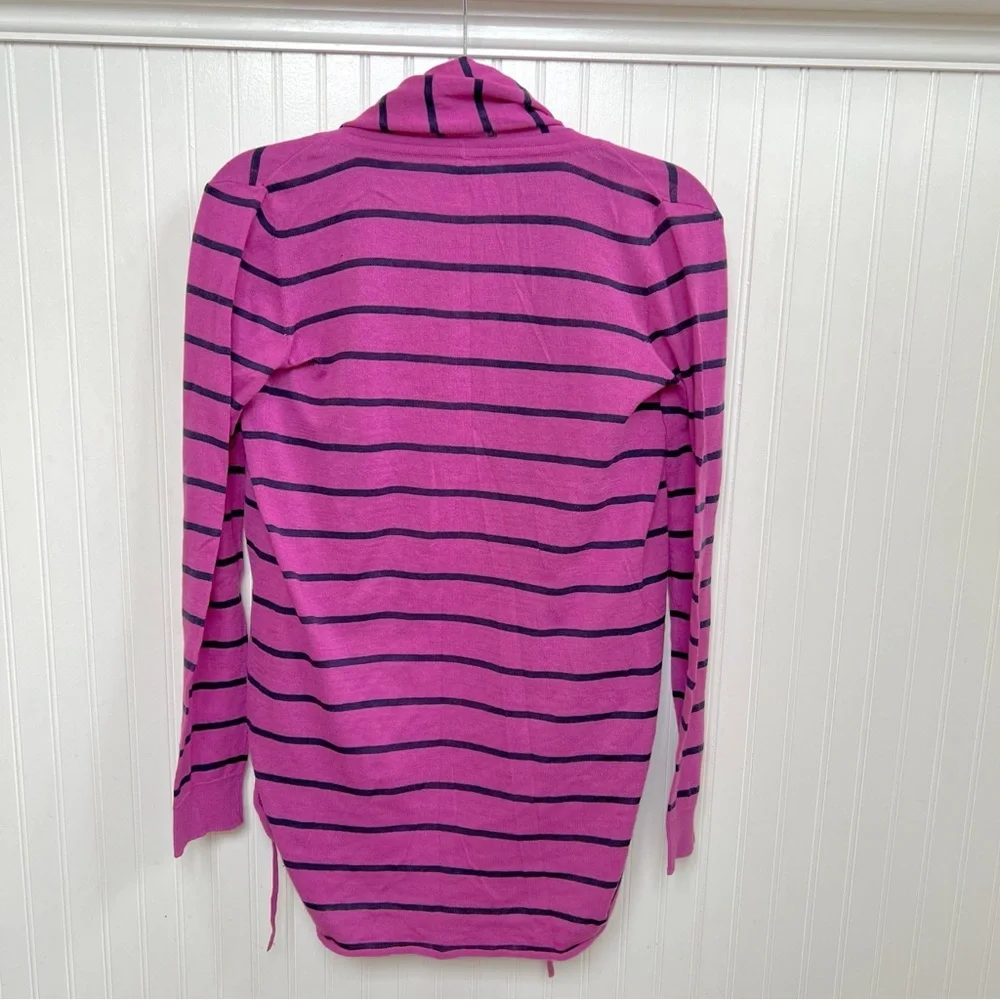 Hanna Andersson Purple & Navy Blue Stripe Open Front Cotton Cardigan Sweater